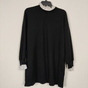 LC Waikiki Black Sweater Dress with Ruffled Trim - XL